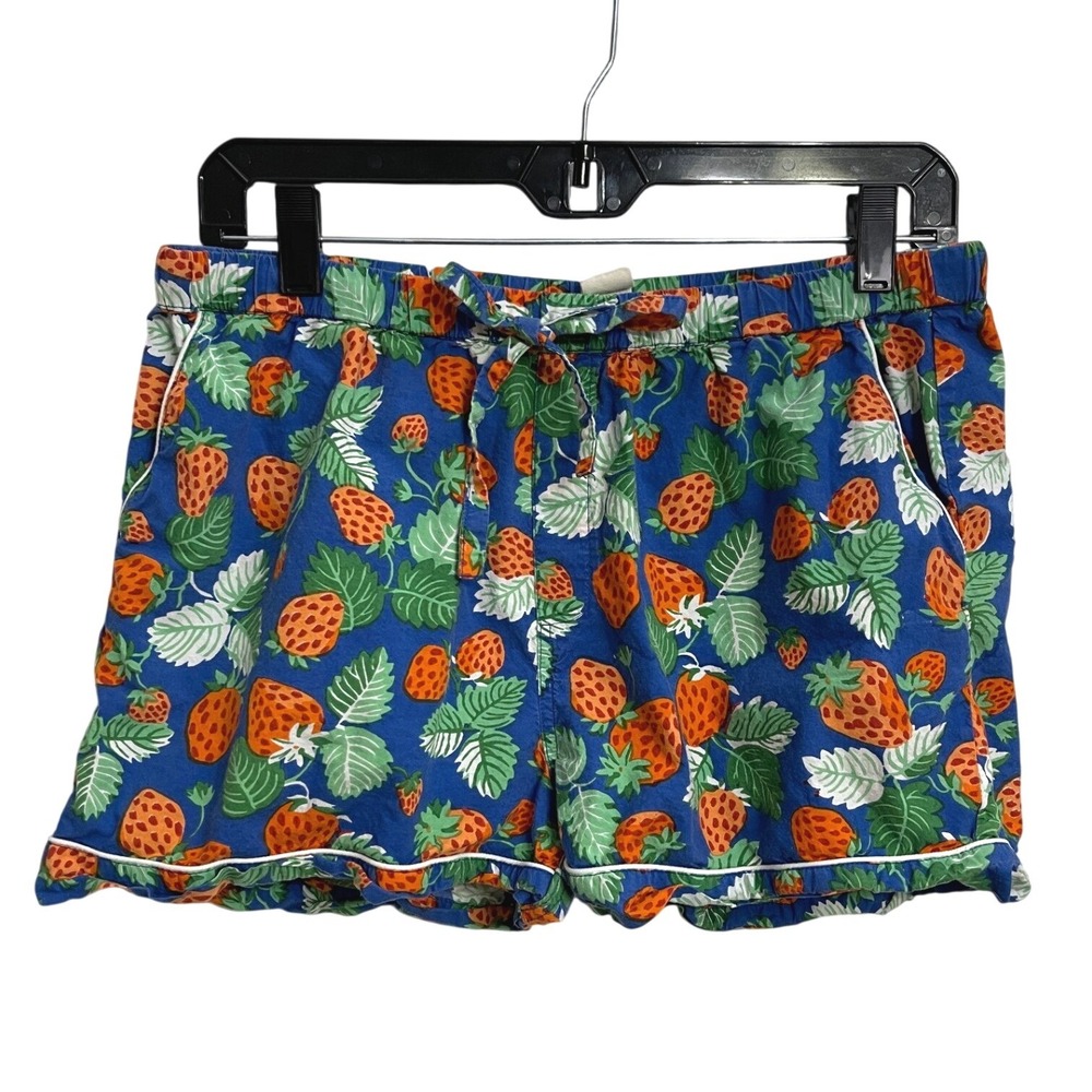 Printfresh Strawberry Print Pajama Lounge Shorts Organic Cotton Twee Garden S